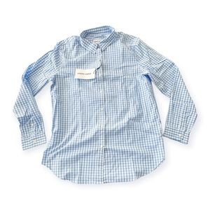 Marie Marot Light Blue Gingham Check Cotton Shirt, Size L
